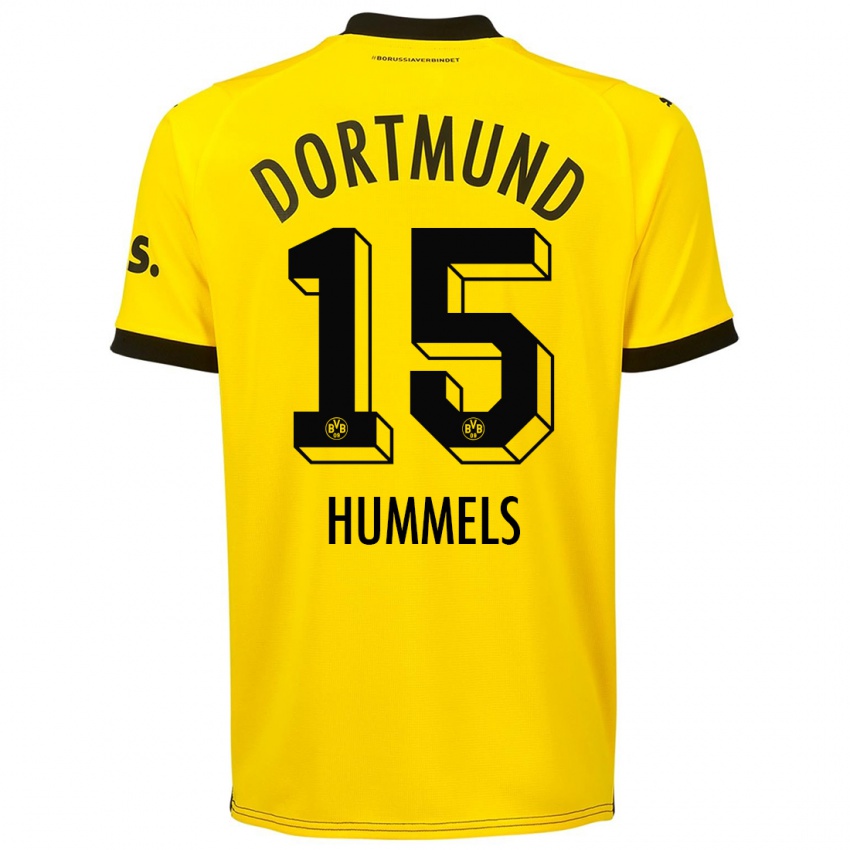 Lapset Mats Hummels #15 Keltainen Kotipaita 2023/24 Lyhythihainen Paita T-Paita