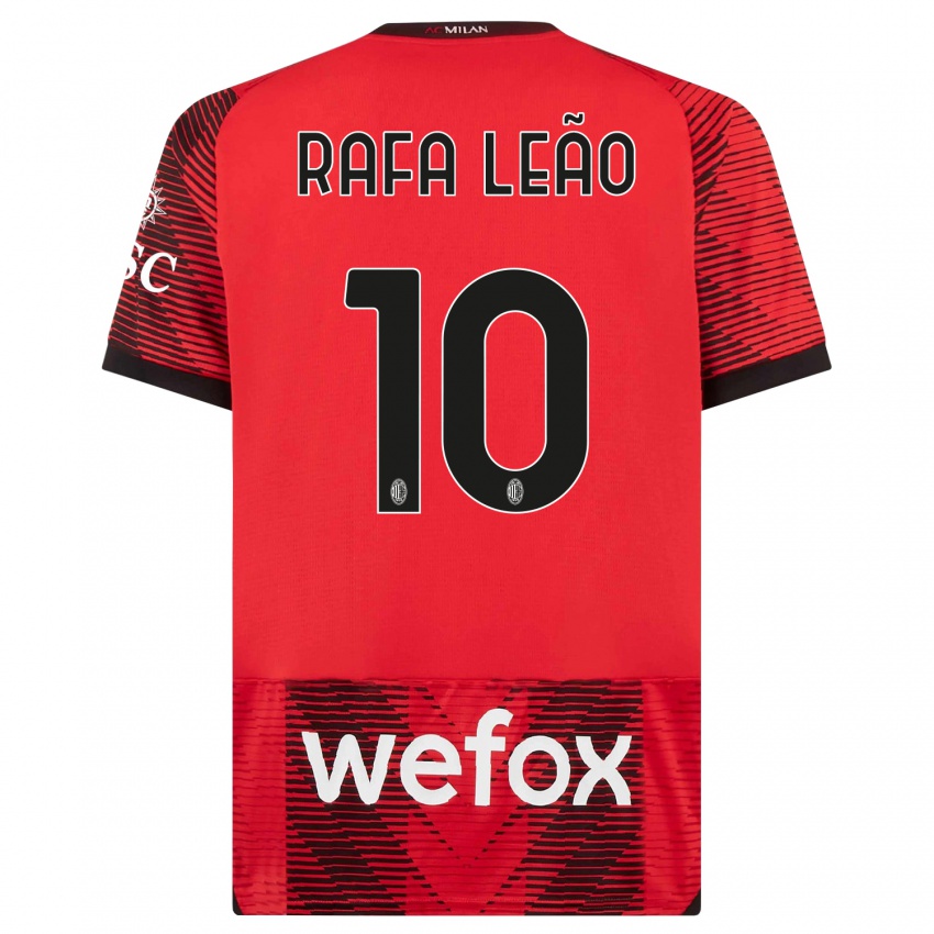 Lapset Rafael Leao #10 Punamusta Kotipaita 2023/24 Lyhythihainen Paita T-Paita