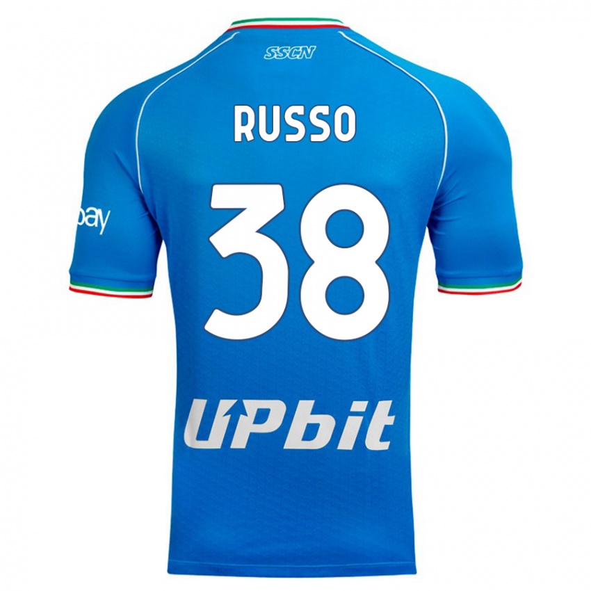 Lapset Lorenzo Russo #38 Taivaansininen Kotipaita 2023/24 Lyhythihainen Paita T-Paita