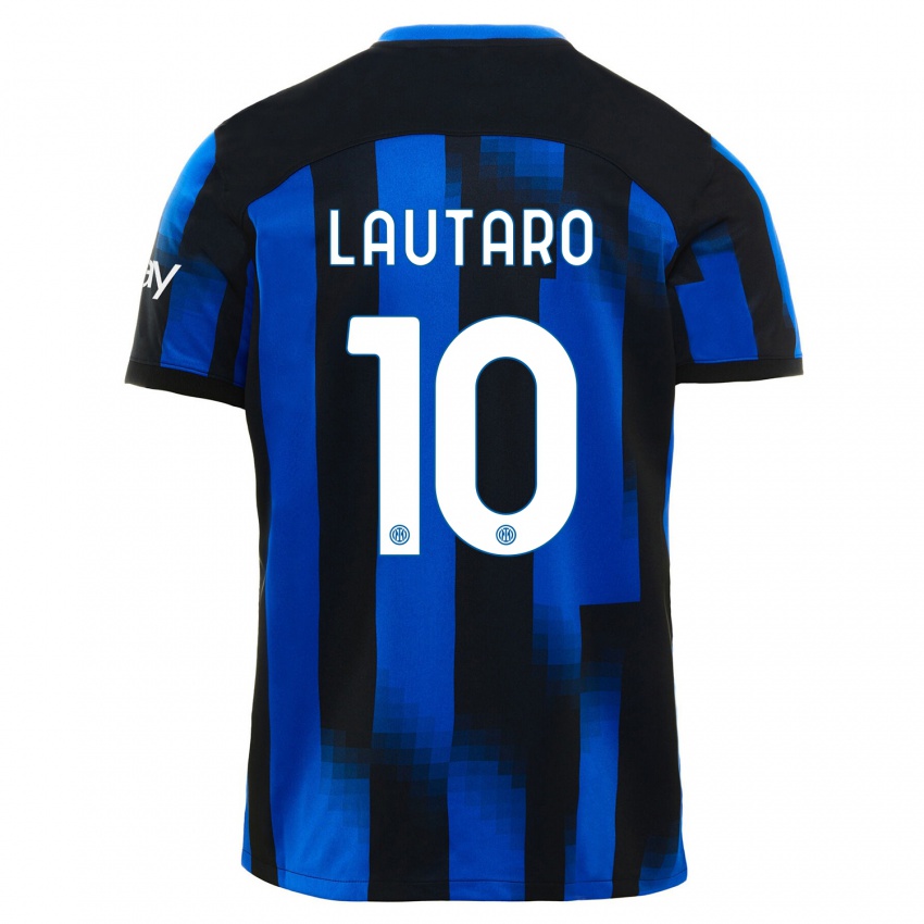 Lapset Lautaro Martinez #10 Musta Sininen Kotipaita 2023/24 Lyhythihainen Paita T-Paita