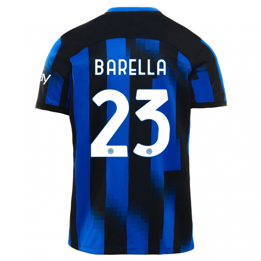 Lapset Nicolo Barella #23 Musta Sininen Kotipaita 2023/24 Lyhythihainen Paita T-Paita