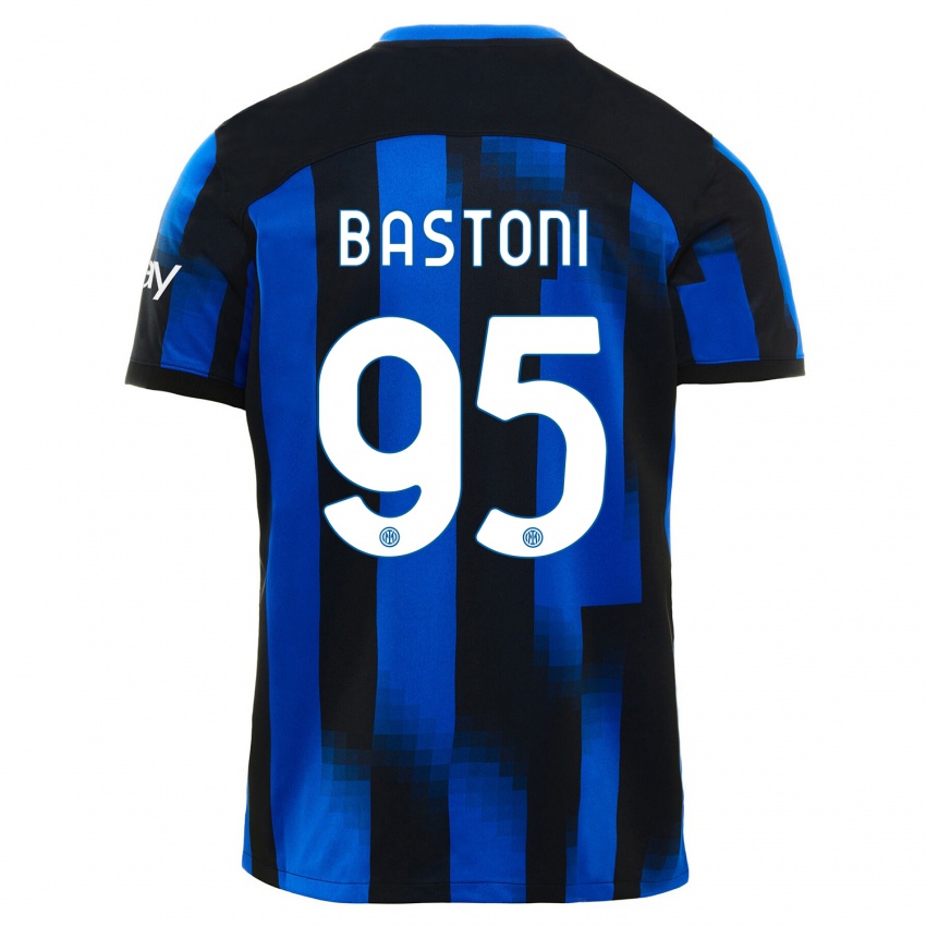 Lapset Alessandro Bastoni #95 Musta Sininen Kotipaita 2023/24 Lyhythihainen Paita T-Paita