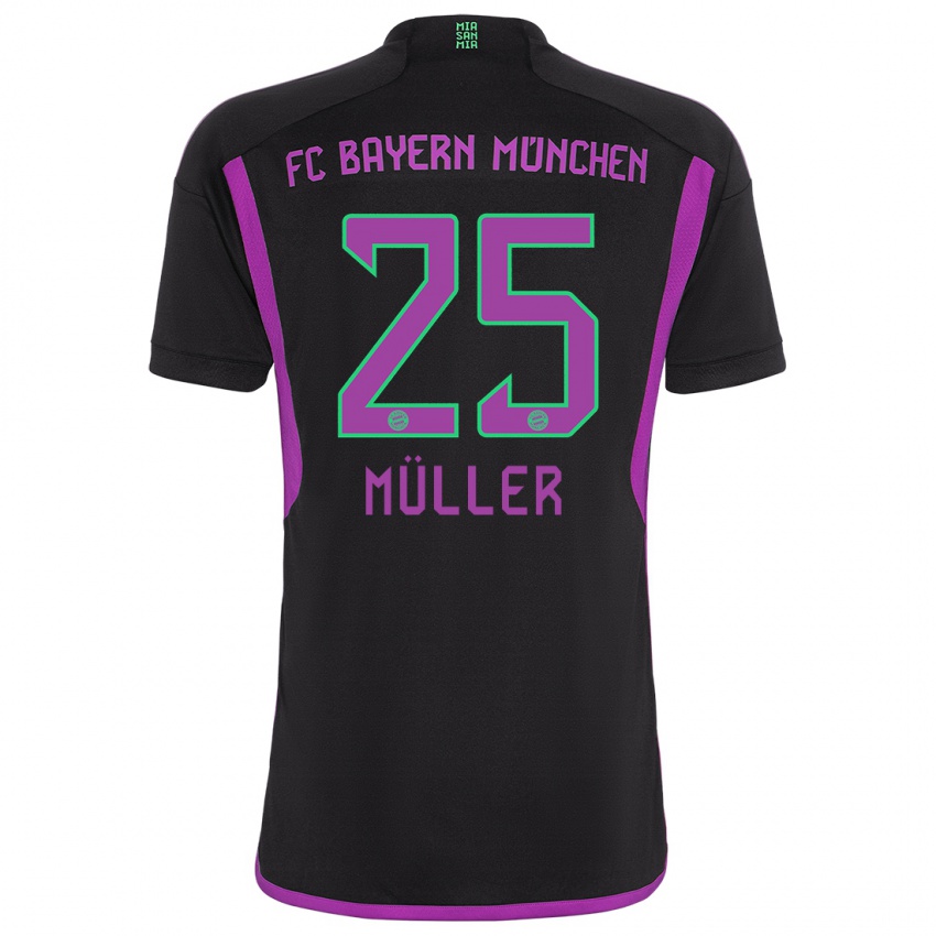 Lapset Thomas Muller #25 Musta Vieraspaita 2023/24 Lyhythihainen Paita T-Paita