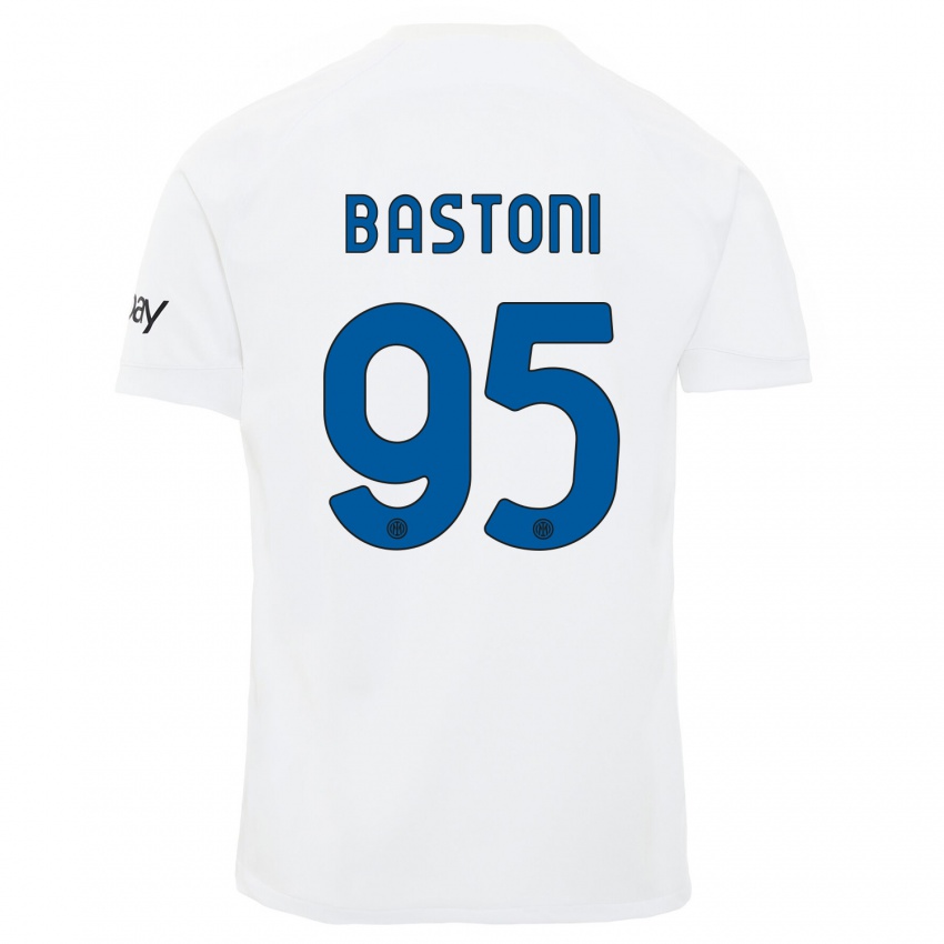 Lapset Alessandro Bastoni #95 Valkoinen Vieraspaita 2023/24 Lyhythihainen Paita T-Paita