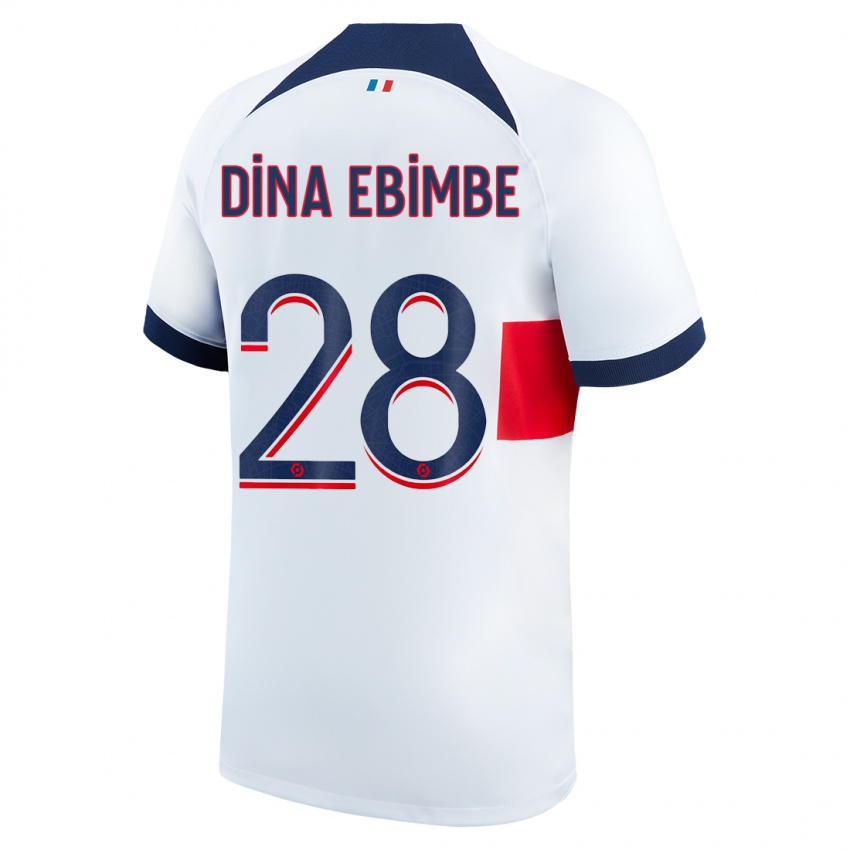 Lapset Eric Junior Dina Ebimbe #28 Valkoinen Vieraspaita 2023/24 Lyhythihainen Paita T-Paita