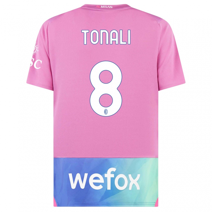 Lapset Sandro Tonali #8 Vaaleanpunainen Violetti Kolmas Sarja 2023/24 Lyhythihainen Paita T-Paita