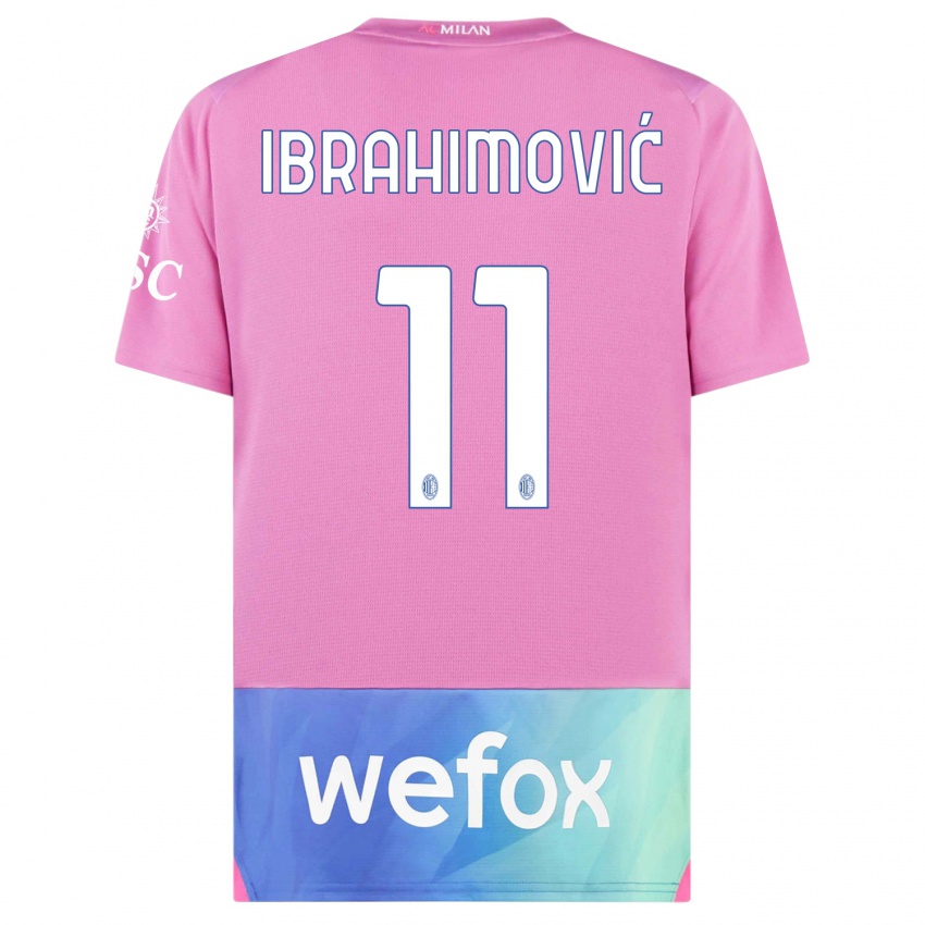 Lapset Zlatan Ibrahimovic #11 Vaaleanpunainen Violetti Kolmas Sarja 2023/24 Lyhythihainen Paita T-Paita