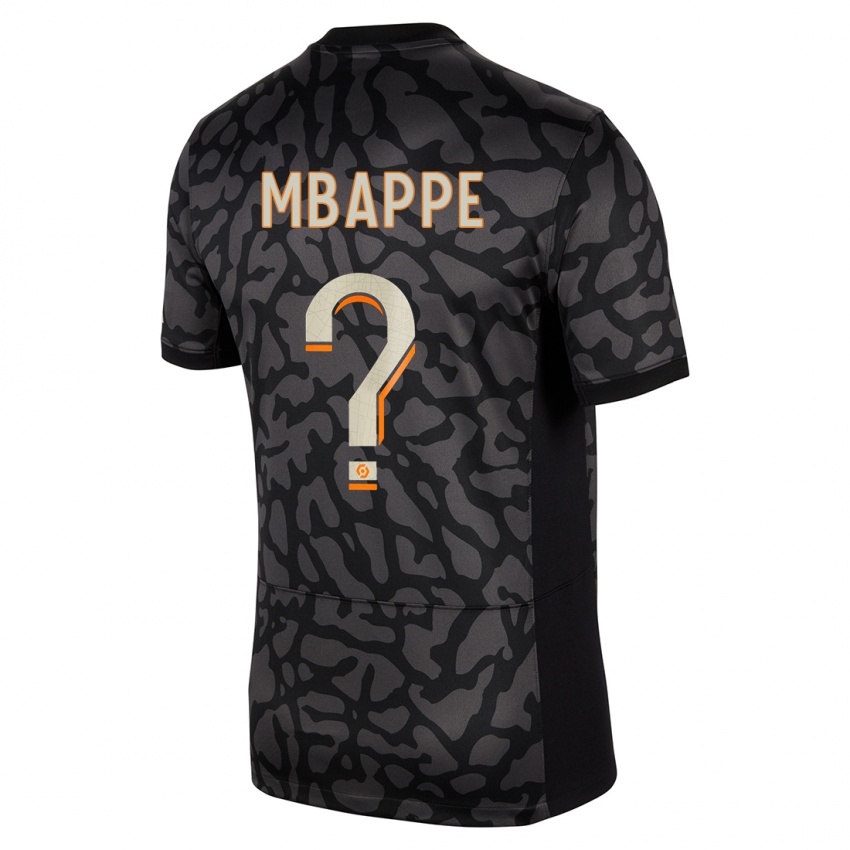 Lapset Ethan Mbappe #0 Musta Kolmas Sarja 2023/24 Lyhythihainen Paita T-Paita