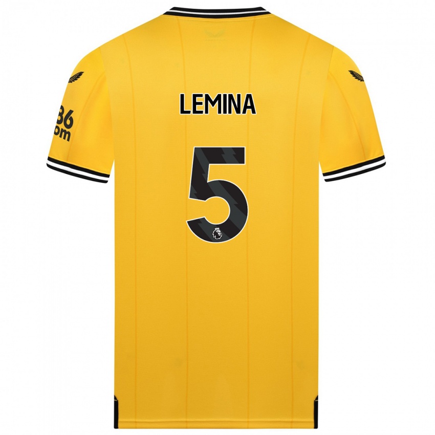 Miesten Mario Lemina #5 Keltainen Kotipaita 2023/24 Lyhythihainen Paita T-Paita