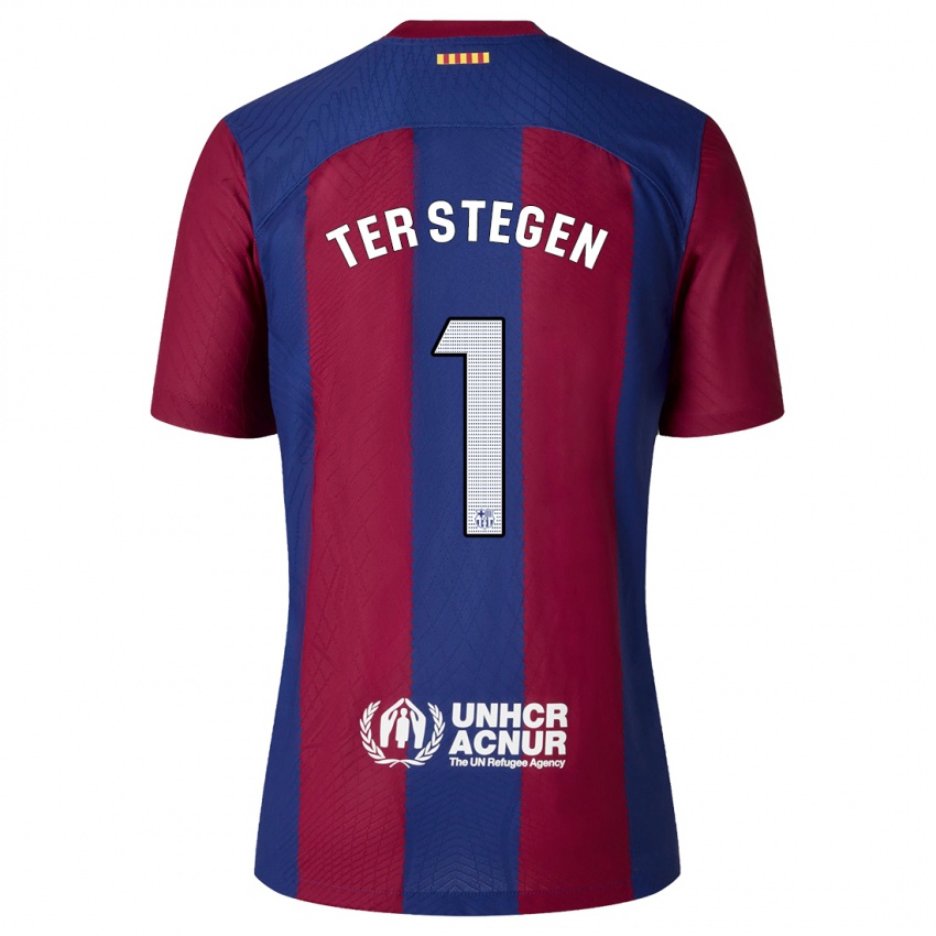 Miesten Marc-Andre Ter Stegen #1 Punainen Sininen Kotipaita 2023/24 Lyhythihainen Paita T-Paita