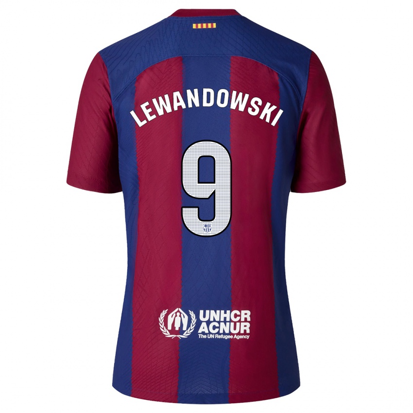 Miesten Robert Lewandowski #9 Punainen Sininen Kotipaita 2023/24 Lyhythihainen Paita T-Paita