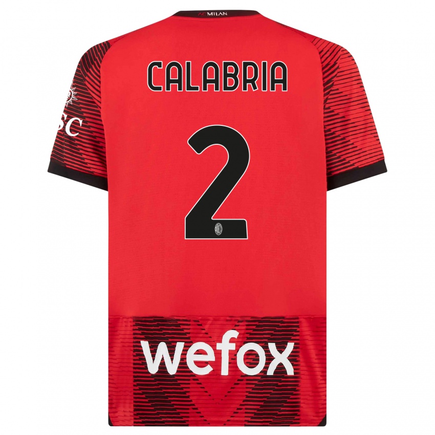 Miesten Davide Calabria #2 Punamusta Kotipaita 2023/24 Lyhythihainen Paita T-Paita