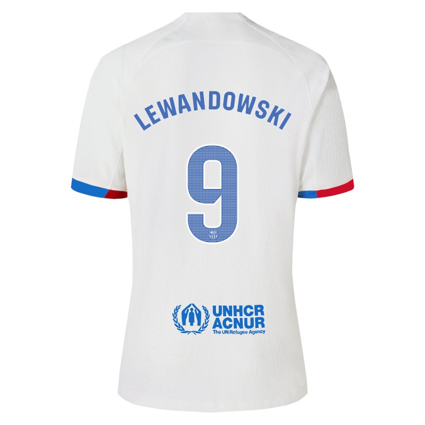 Miesten Robert Lewandowski #9 Valkoinen Vieraspaita 2023/24 Lyhythihainen Paita T-Paita