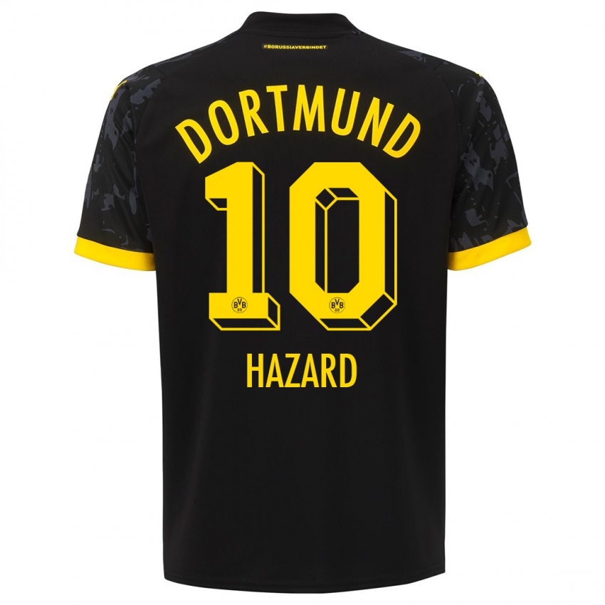 Miesten Thorgan Hazard #10 Musta Vieraspaita 2023/24 Lyhythihainen Paita T-Paita