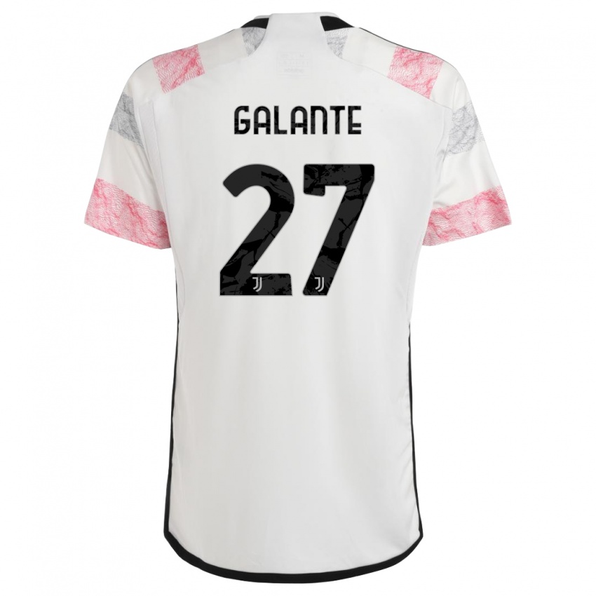 Miesten Tommaso Galante #27 Valkoinen Pinkki Vieraspaita 2023/24 Lyhythihainen Paita T-Paita