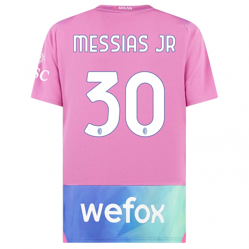 Miesten Junior Messias #30 Vaaleanpunainen Violetti Kolmas Sarja 2023/24 Lyhythihainen Paita T-Paita