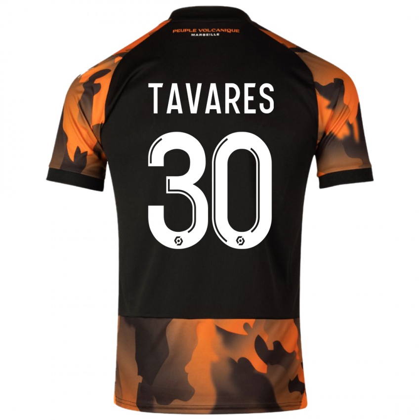 Miesten Nuno Tavares #30 Musta Oranssi Kolmas Sarja 2023/24 Lyhythihainen Paita T-Paita