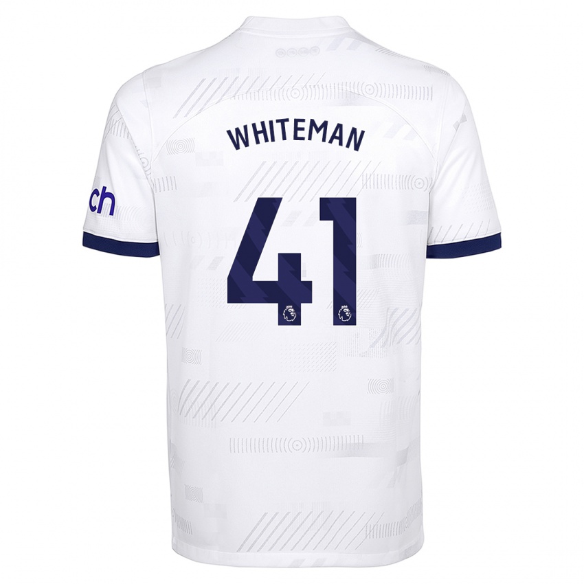 Naisten Alfie Whiteman #41 Valkoinen Kotipaita 2023/24 Lyhythihainen Paita T-Paita