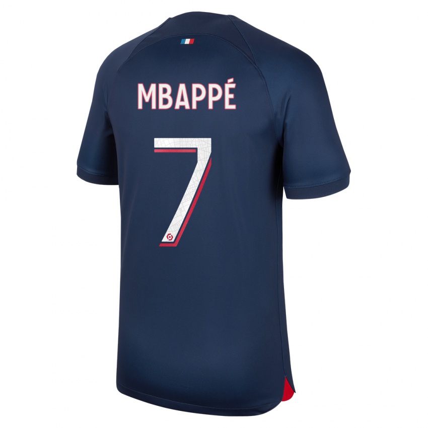 Naisten Kylian Mbappe #7 Sininen Punainen Kotipaita 2023/24 Lyhythihainen Paita T-Paita