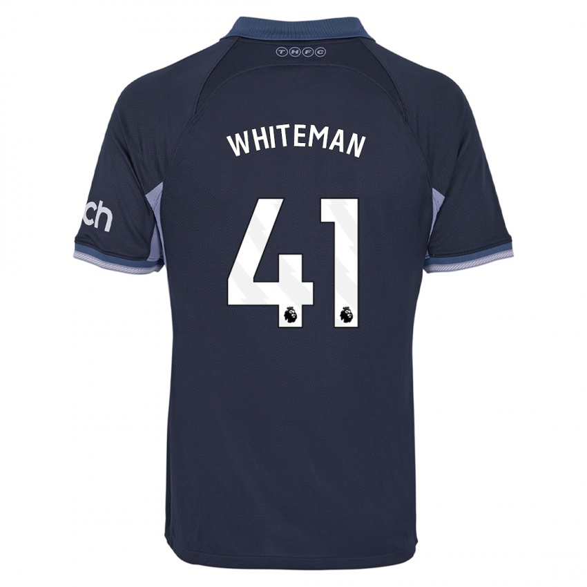 Naisten Alfie Whiteman #41 Tummansininen Vieraspaita 2023/24 Lyhythihainen Paita T-Paita