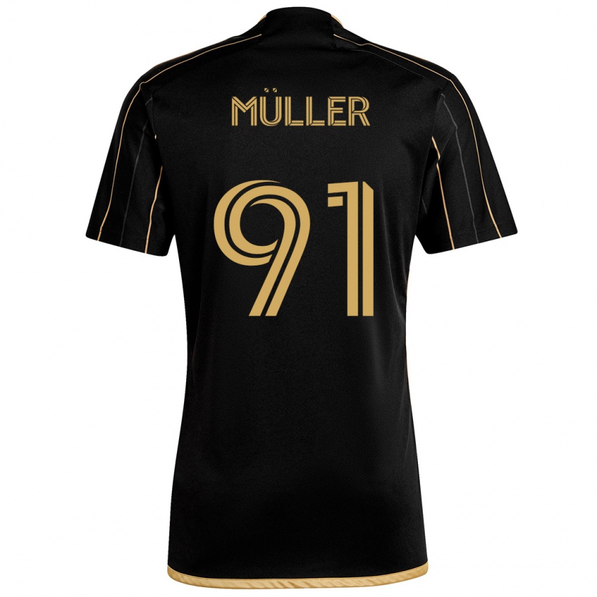 Lapset Luis Müller #91 Musta Kulta Kotipaita 2024/25 Lyhythihainen Paita T-Paita