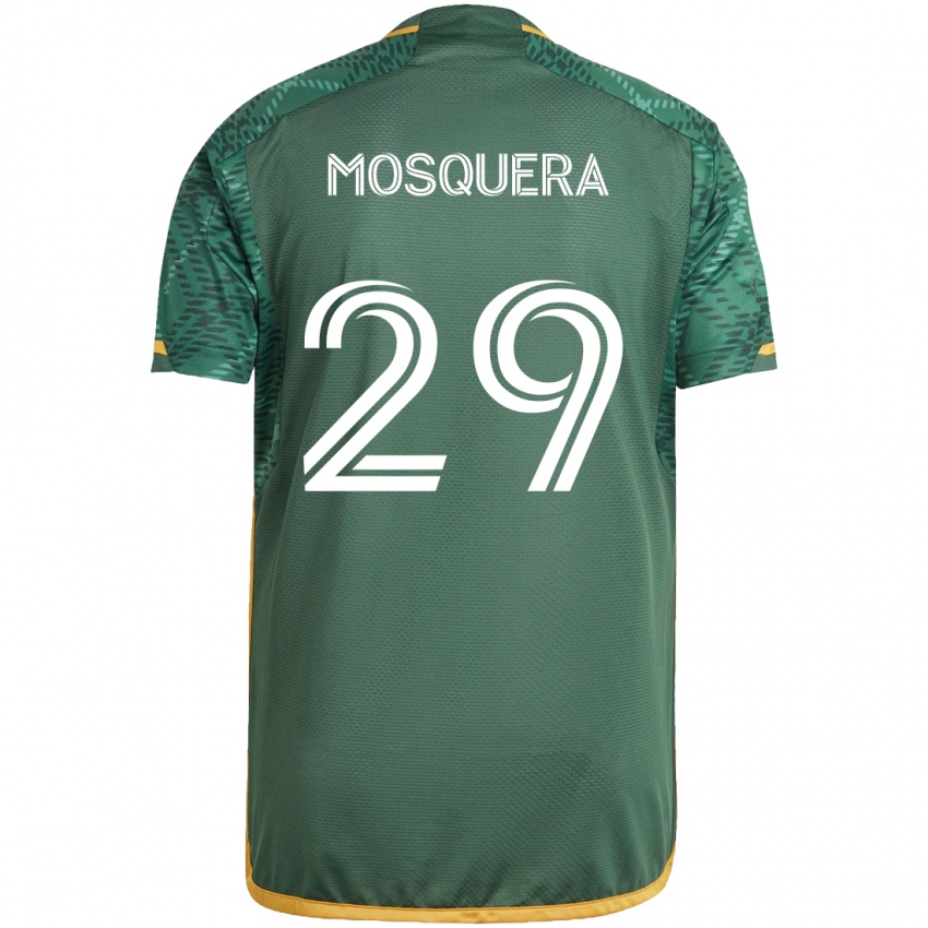 Lapset Juan David Mosquera #29 Vihreä Oranssi Kotipaita 2024/25 Lyhythihainen Paita T-Paita