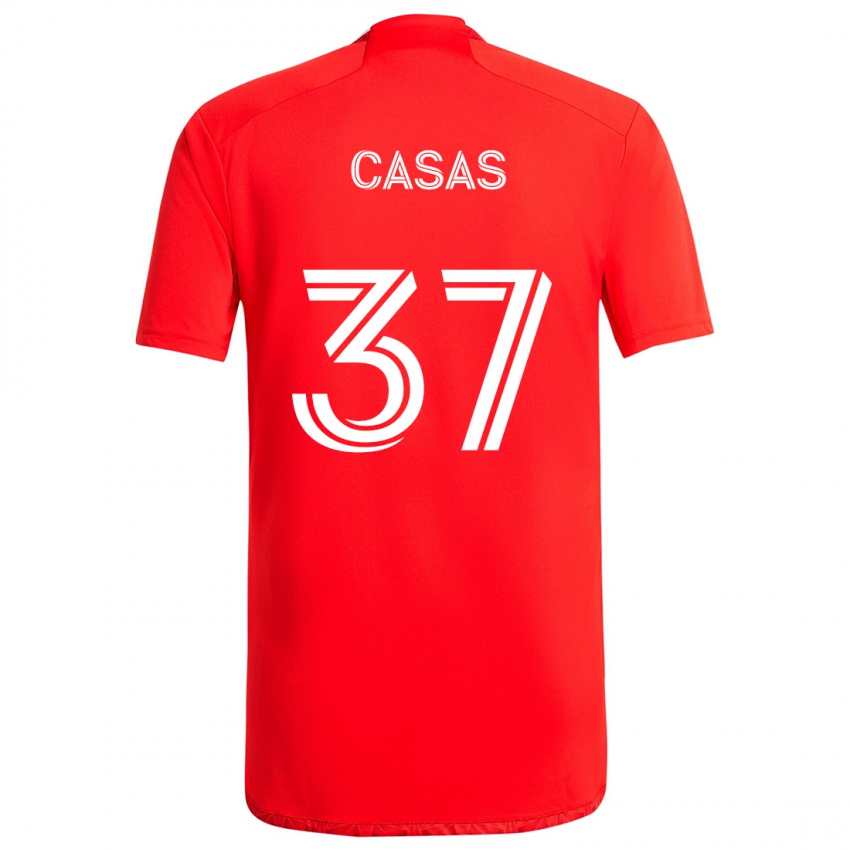 Lapset Javier Casas #37 Punainen Valkoinen Kotipaita 2024/25 Lyhythihainen Paita T-Paita