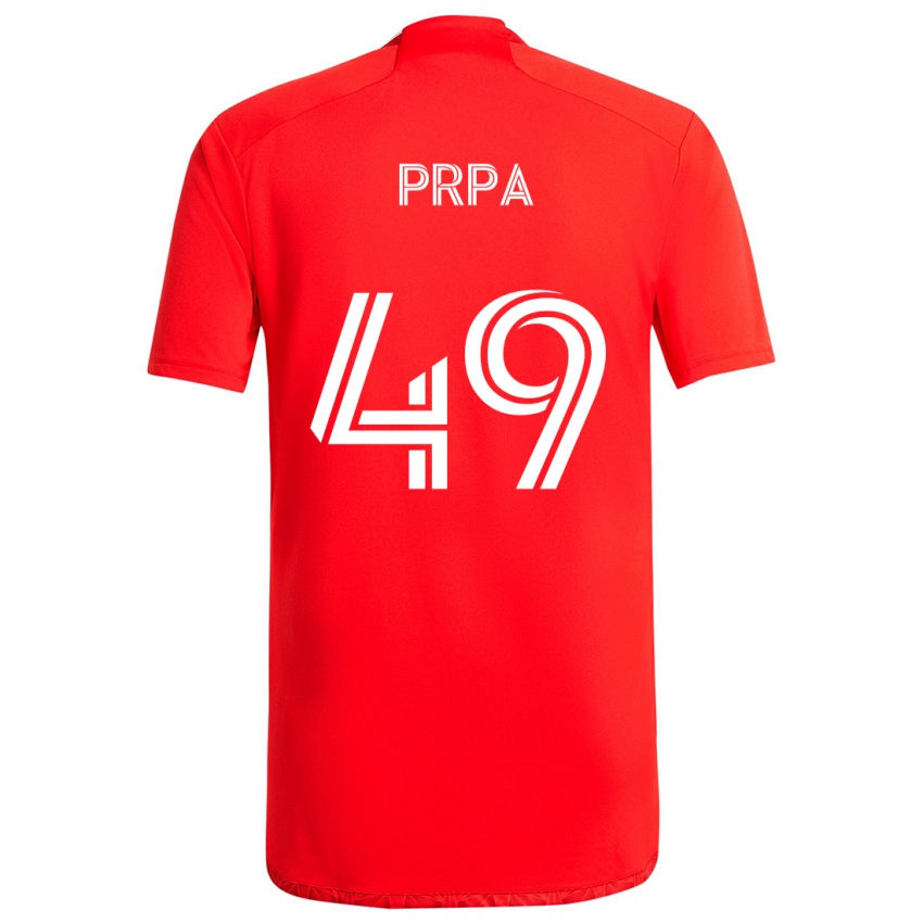 Lapset Luka Prpa #49 Punainen Valkoinen Kotipaita 2024/25 Lyhythihainen Paita T-Paita