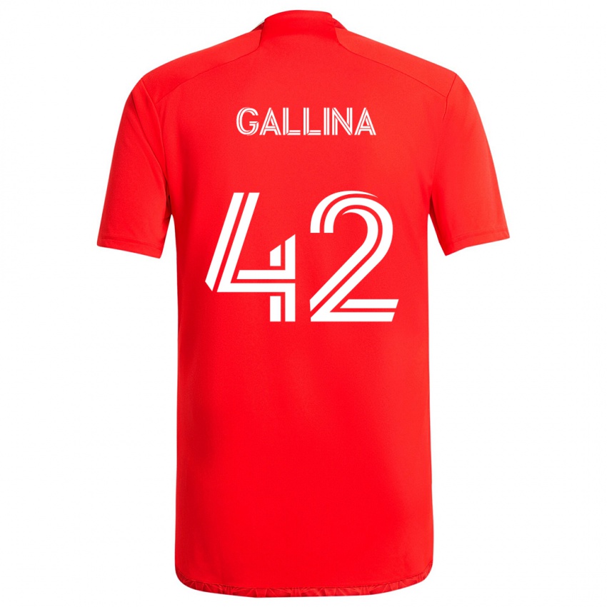 Lapset Henrique Gallina #42 Punainen Valkoinen Kotipaita 2024/25 Lyhythihainen Paita T-Paita