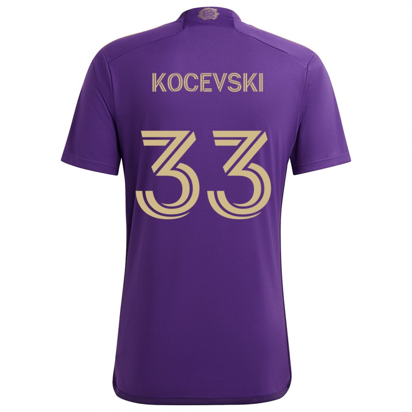 Lapset Jeorgio Kocevski #33 Violetti Keltainen Kotipaita 2024/25 Lyhythihainen Paita T-Paita