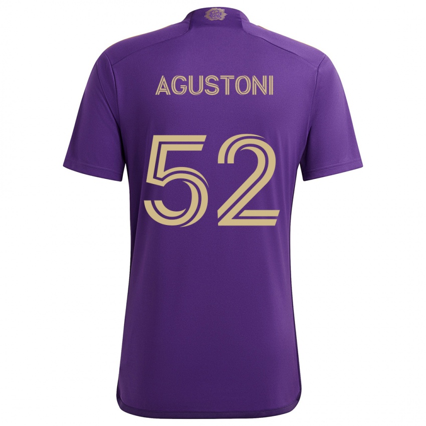 Lapset Gonzalo Agustoni #52 Violetti Keltainen Kotipaita 2024/25 Lyhythihainen Paita T-Paita