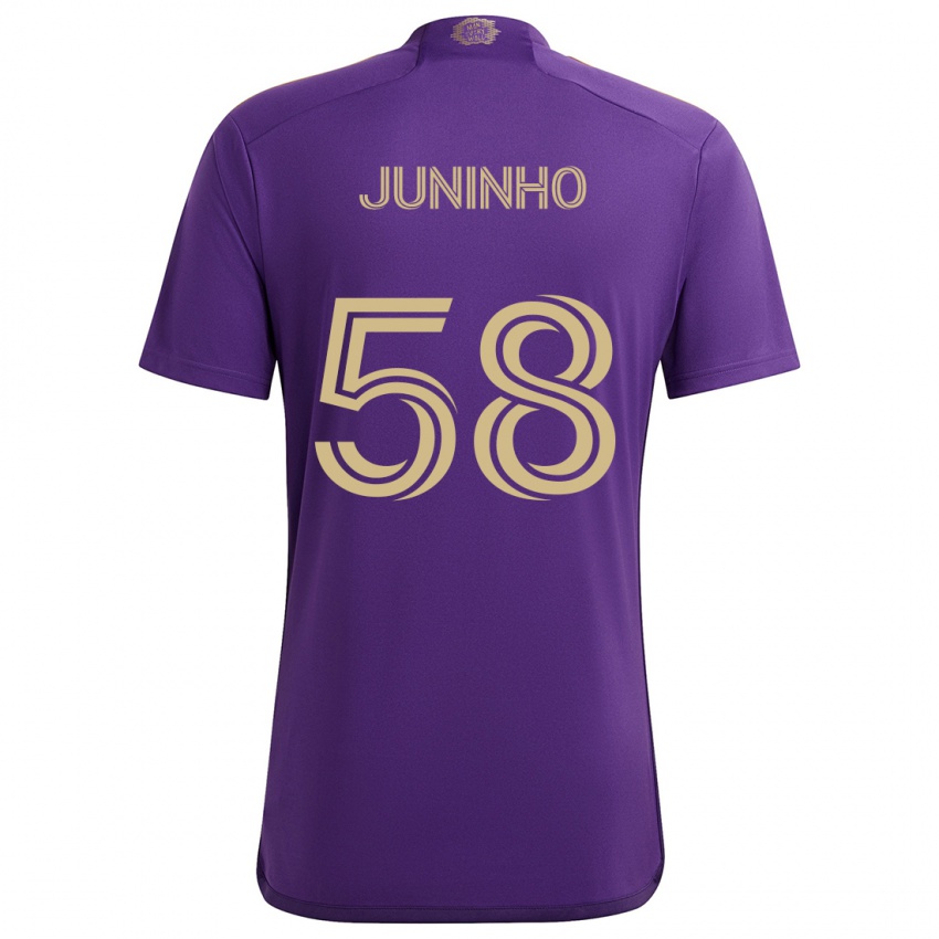 Lapset Juninho #58 Violetti Keltainen Kotipaita 2024/25 Lyhythihainen Paita T-Paita