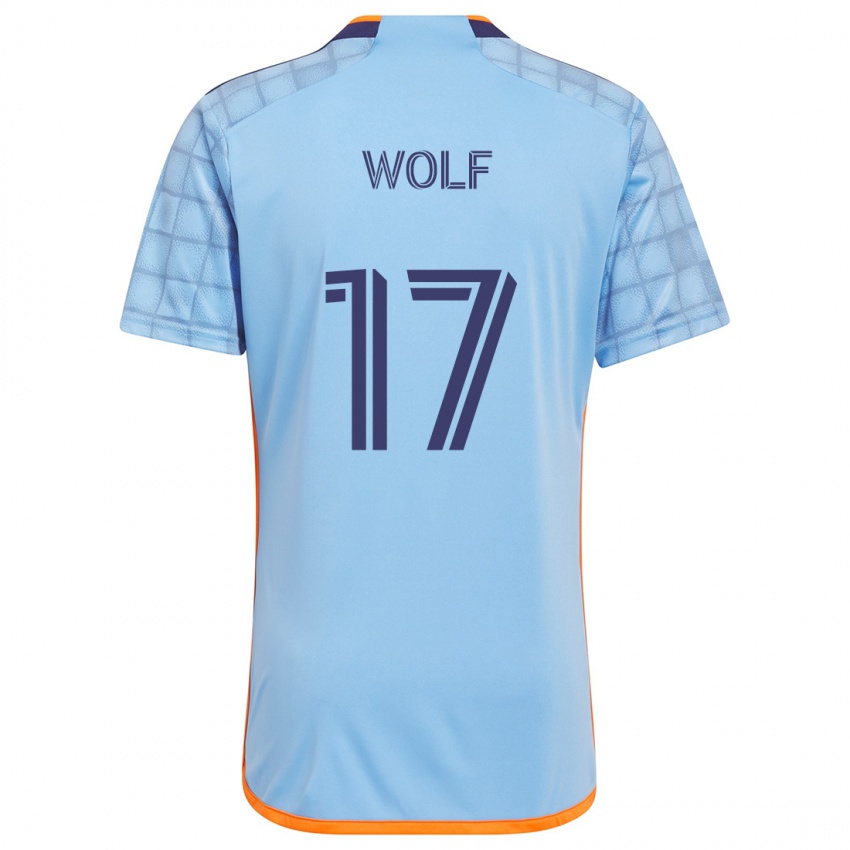 Lapset Hannes Wolf #17 Sininen Oranssi Kotipaita 2024/25 Lyhythihainen Paita T-Paita