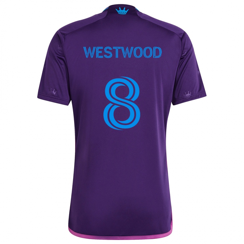 Lapset Ashley Westwood #8 Purppura Sininen Vieraspaita 2024/25 Lyhythihainen Paita T-Paita