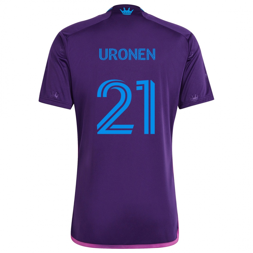 Lapset Jere Uronen #21 Purppura Sininen Vieraspaita 2024/25 Lyhythihainen Paita T-Paita