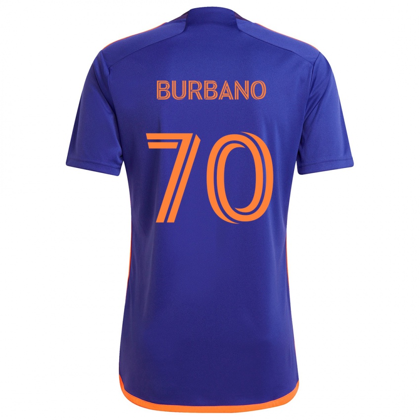 Lapset Jordy Burbano #70 Purppura Oranssi Vieraspaita 2024/25 Lyhythihainen Paita T-Paita