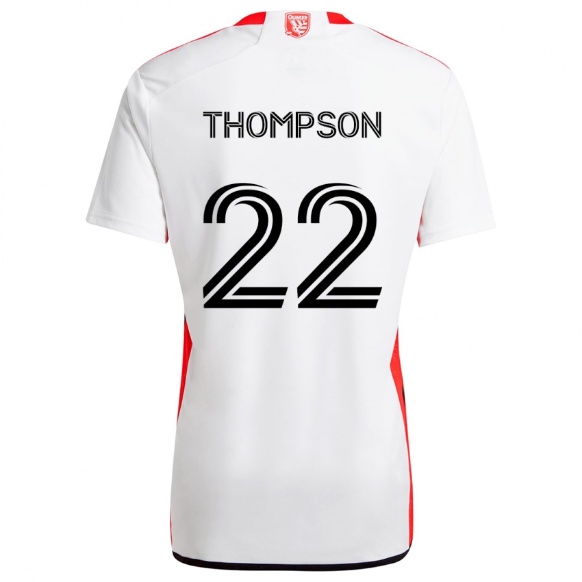 Lapset Tommy Thompson #22 Valkoinen Punainen Vieraspaita 2024/25 Lyhythihainen Paita T-Paita