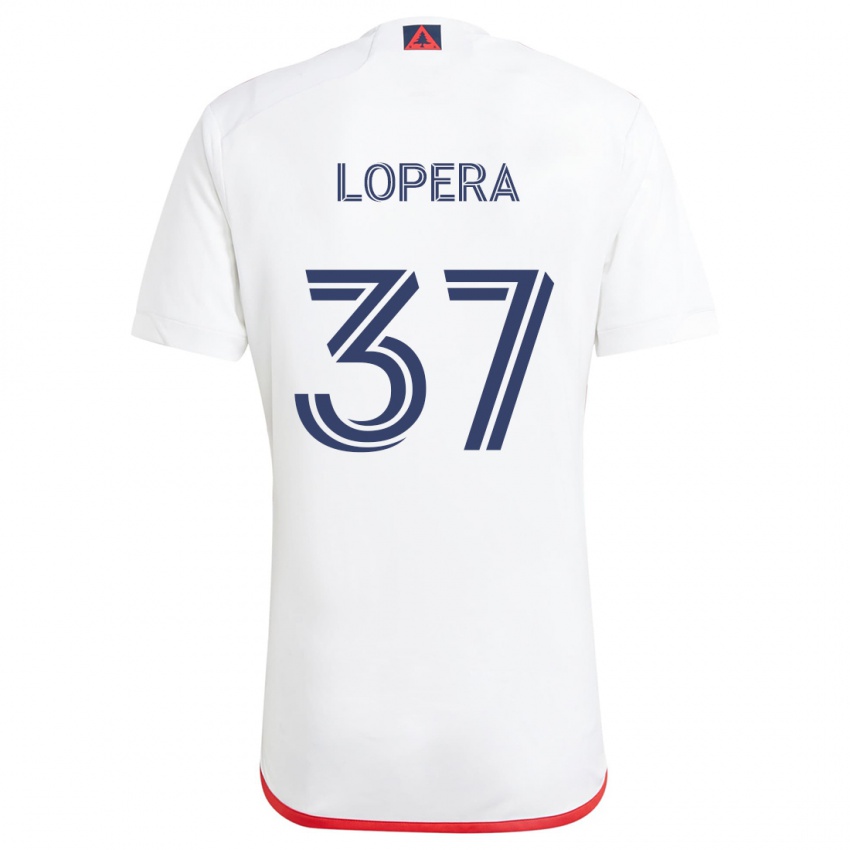 Lapset Steban Lopera #37 Valkoinen Punainen Vieraspaita 2024/25 Lyhythihainen Paita T-Paita