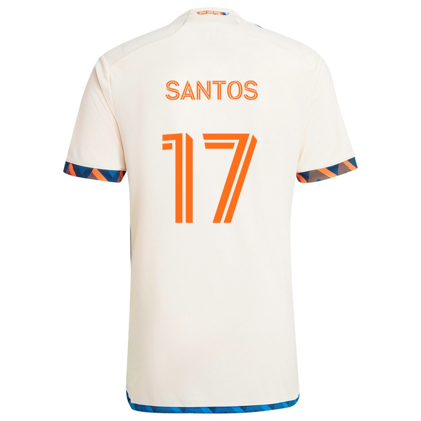 Lapset Sergio Santos #17 Valkoinen Oranssi Vieraspaita 2024/25 Lyhythihainen Paita T-Paita