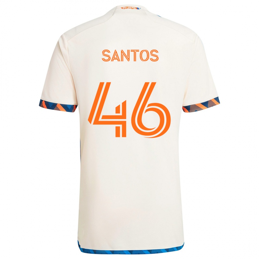 Lapset Guilherme Santos #46 Valkoinen Oranssi Vieraspaita 2024/25 Lyhythihainen Paita T-Paita