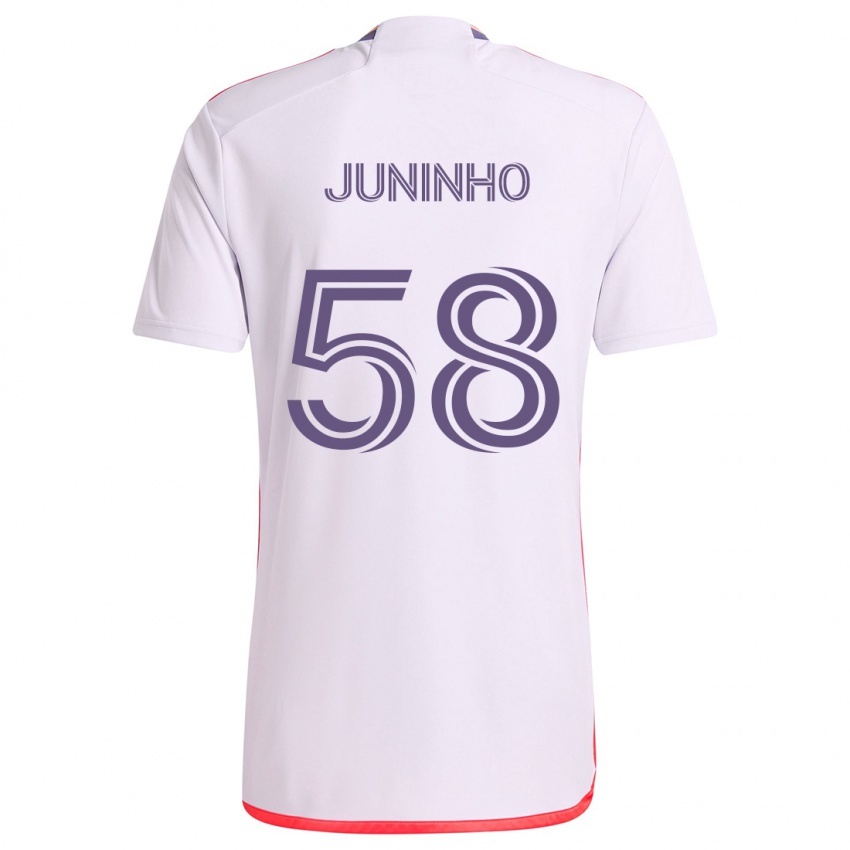 Lapset Juninho #58 Valkoinen Punainen Purppura Vieraspaita 2024/25 Lyhythihainen Paita T-Paita