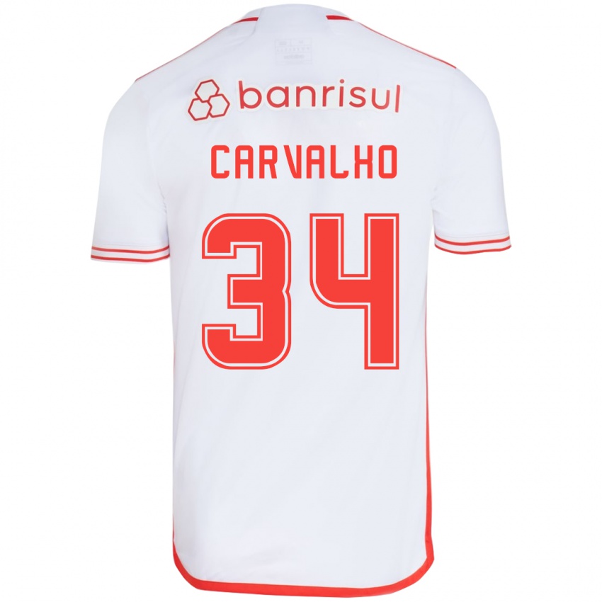 Lapset Gabriel Carvalho #34 Valkoinen Punainen Vieraspaita 2024/25 Lyhythihainen Paita T-Paita