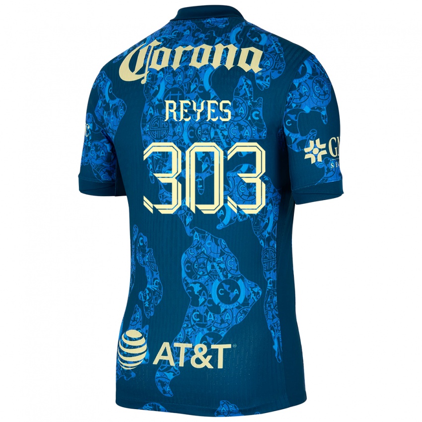 Lapset Diego Reyes #303 Sininen Keltainen Vieraspaita 2024/25 Lyhythihainen Paita T-Paita