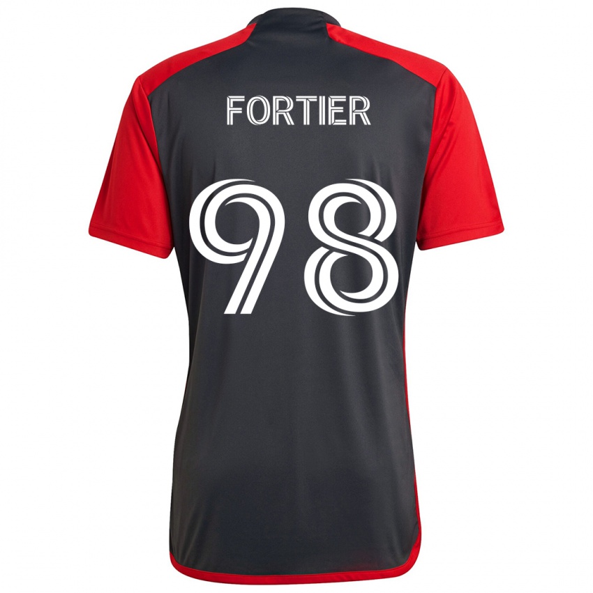 Miesten Kristjan Fortier #98 Harmaa Punainen Kotipaita 2024/25 Lyhythihainen Paita T-Paita