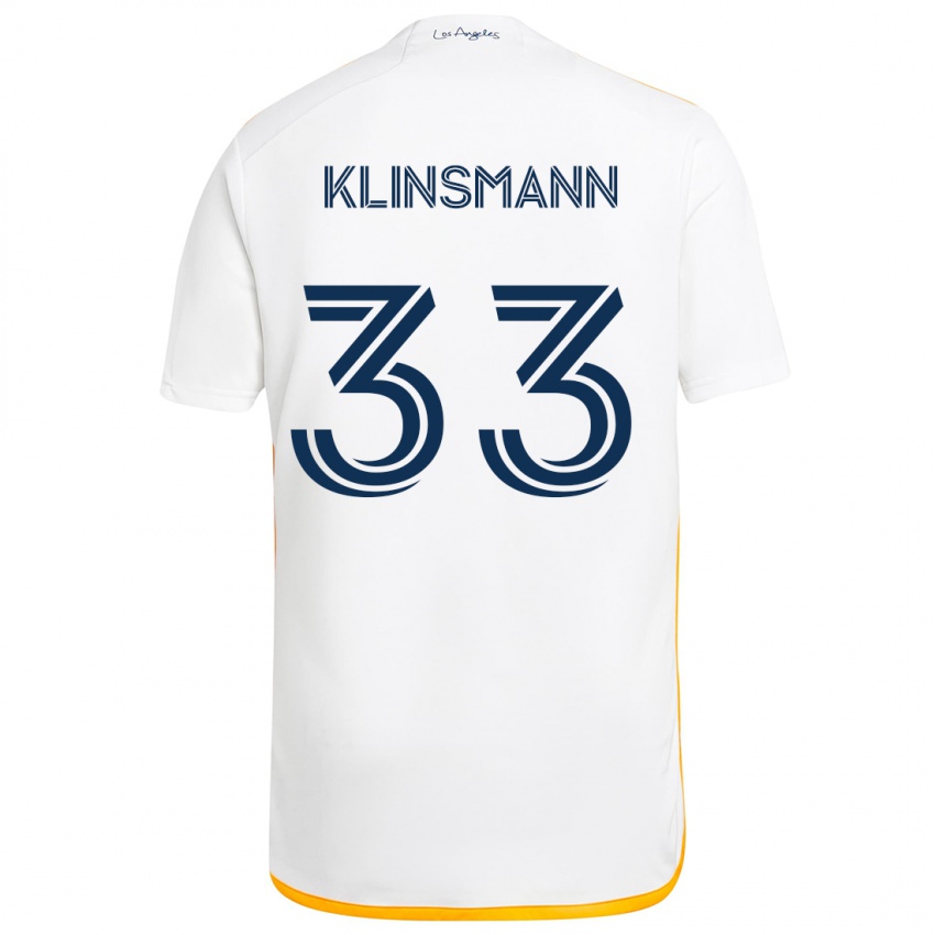 Miesten Jonathan Klinsmann #33 Valkoinen Keltainen Kotipaita 2024/25 Lyhythihainen Paita T-Paita