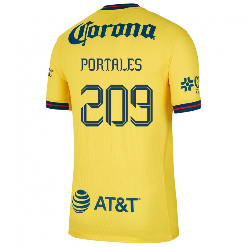 Miesten Walter Portales #209 Keltainen Sininen Kotipaita 2024/25 Lyhythihainen Paita T-Paita