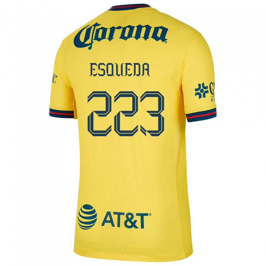 Miesten Diego Esqueda #223 Keltainen Sininen Kotipaita 2024/25 Lyhythihainen Paita T-Paita