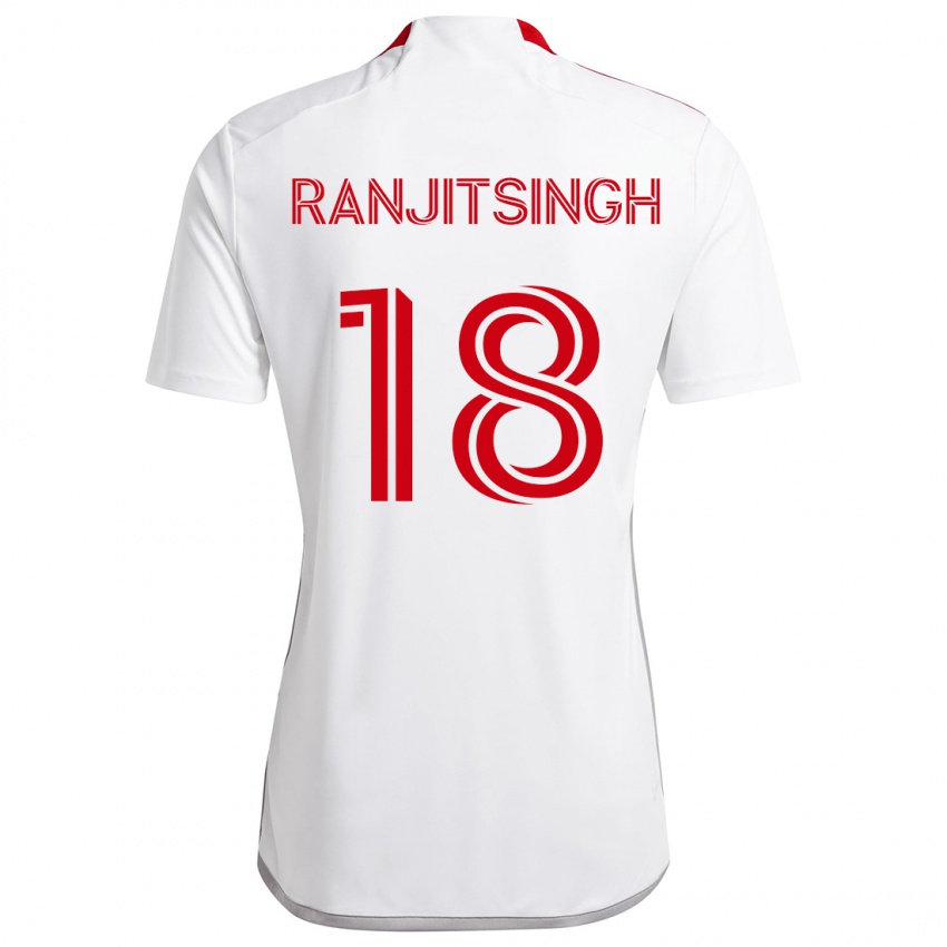 Miesten Greg Ranjitsingh #18 Valkoinen Punainen Vieraspaita 2024/25 Lyhythihainen Paita T-Paita