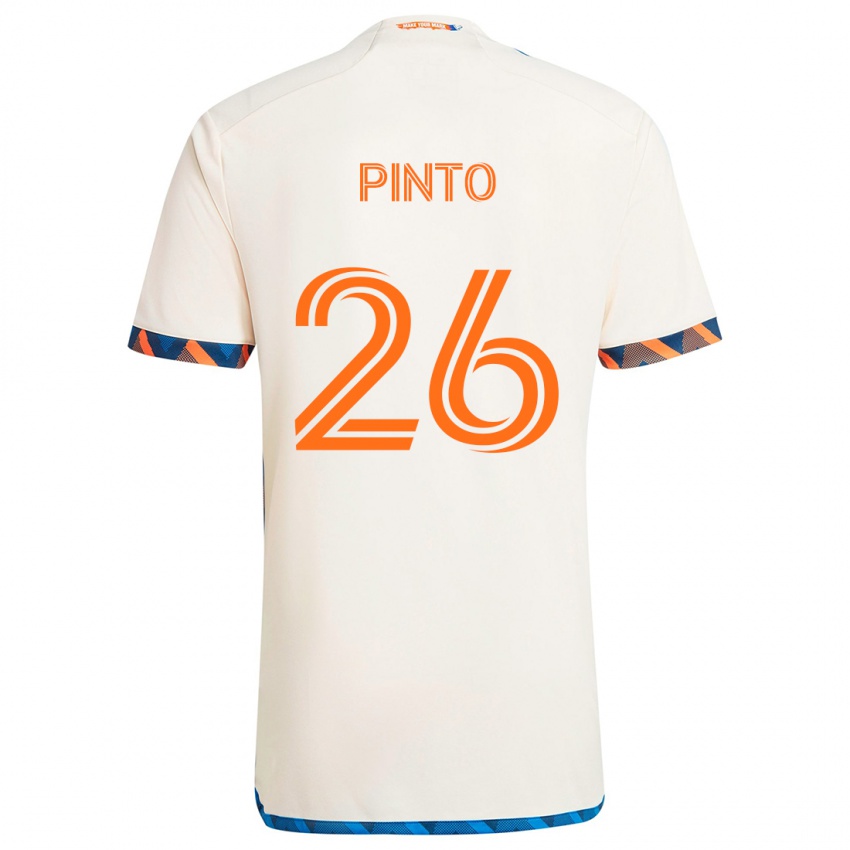 Miesten Malik Pinto #26 Valkoinen Oranssi Vieraspaita 2024/25 Lyhythihainen Paita T-Paita