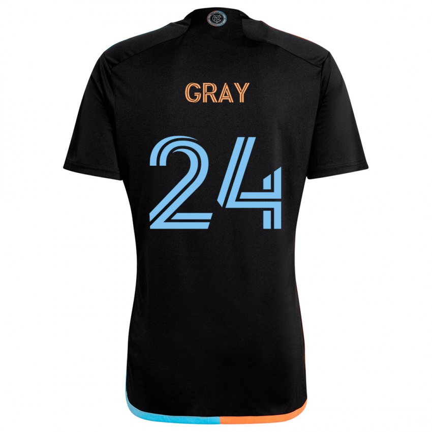 Miesten Tayvon Gray #24 Musta Oranssi Sininen Vieraspaita 2024/25 Lyhythihainen Paita T-Paita